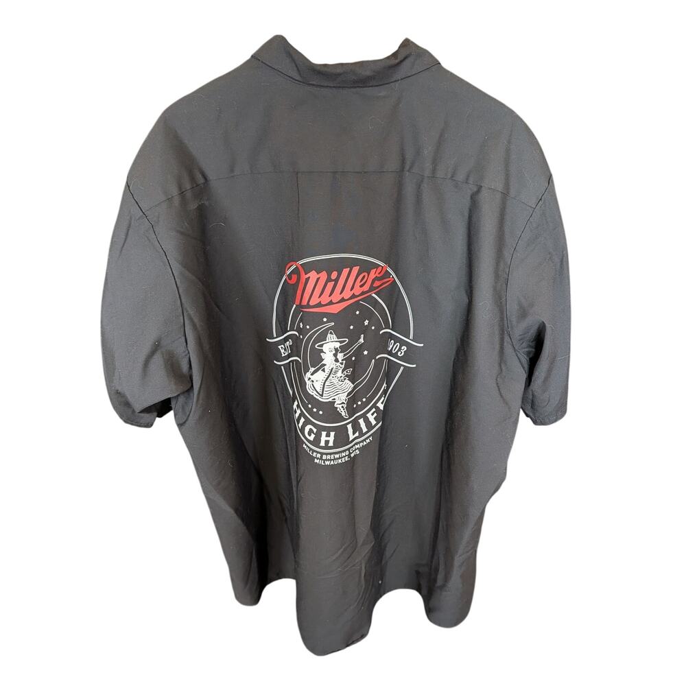 Red Kap Miller High Life Lanes Bowling Shirt Black Button Front 3XL Embroidered